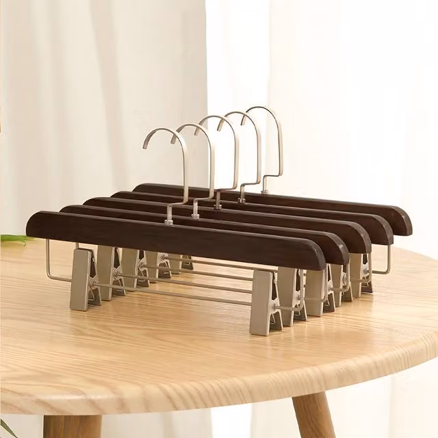Lifeideas 10-Piece Brown Wood Clothes Hangers with Adjustable Clips