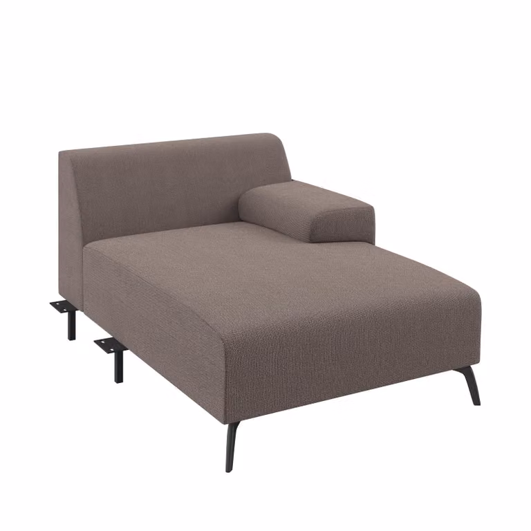 Dome Deco LUGANO Module Right-Facing Chaise Longue in Grey Fabric, W/D/H: 160 x 110 x 1 cm