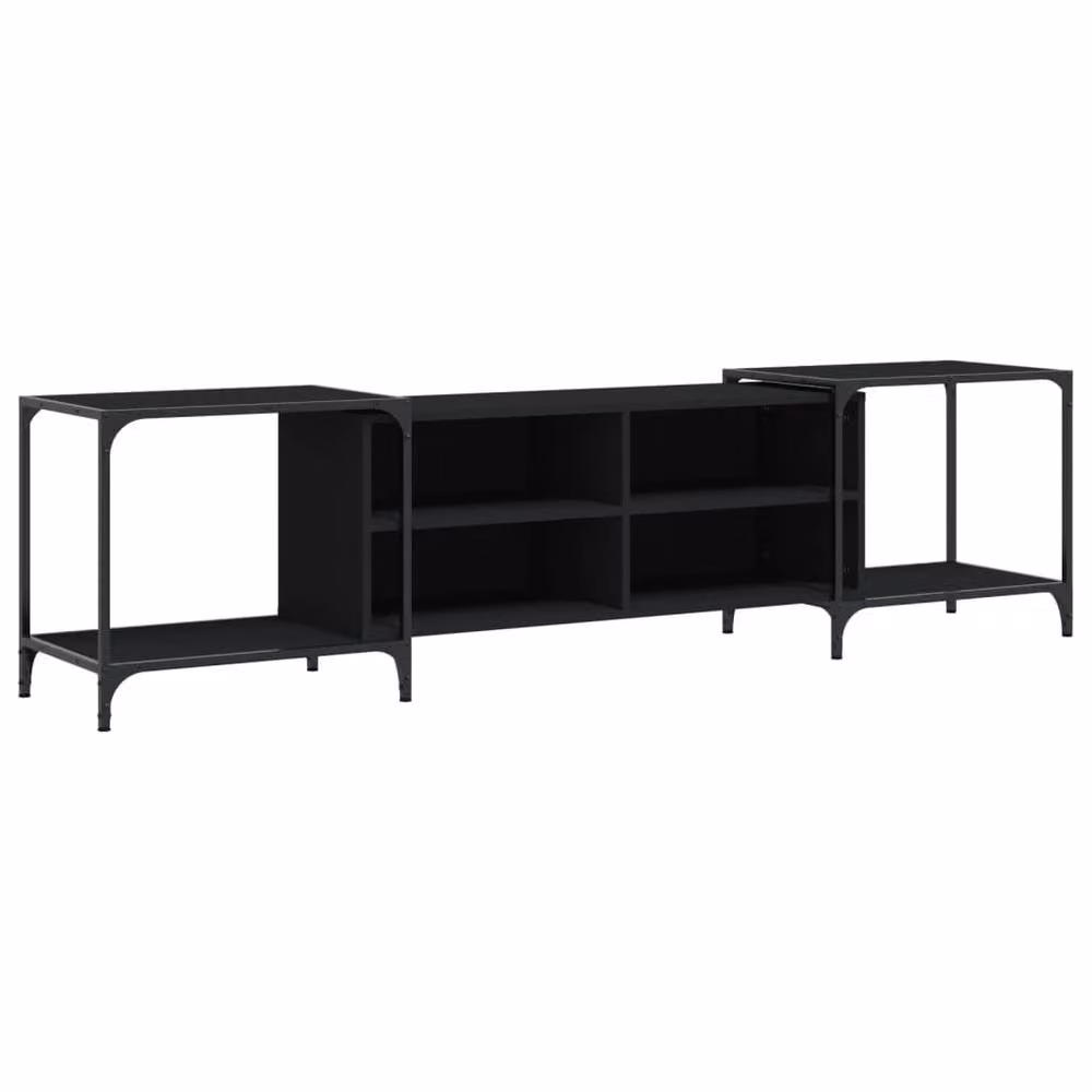 Berkfield Home Modern Black TV Cabinet in Engineered Wood, W: 203 cm, D: 37 cm, H: 50 cm – 3