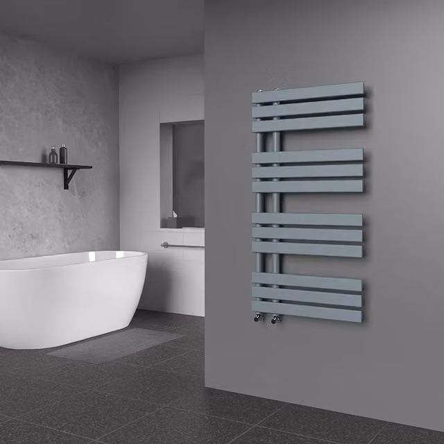 Lux Heat Open Flat Coloured Towel Radiator in Pebble Grey, H 118.0 cm x W 60.0 cm