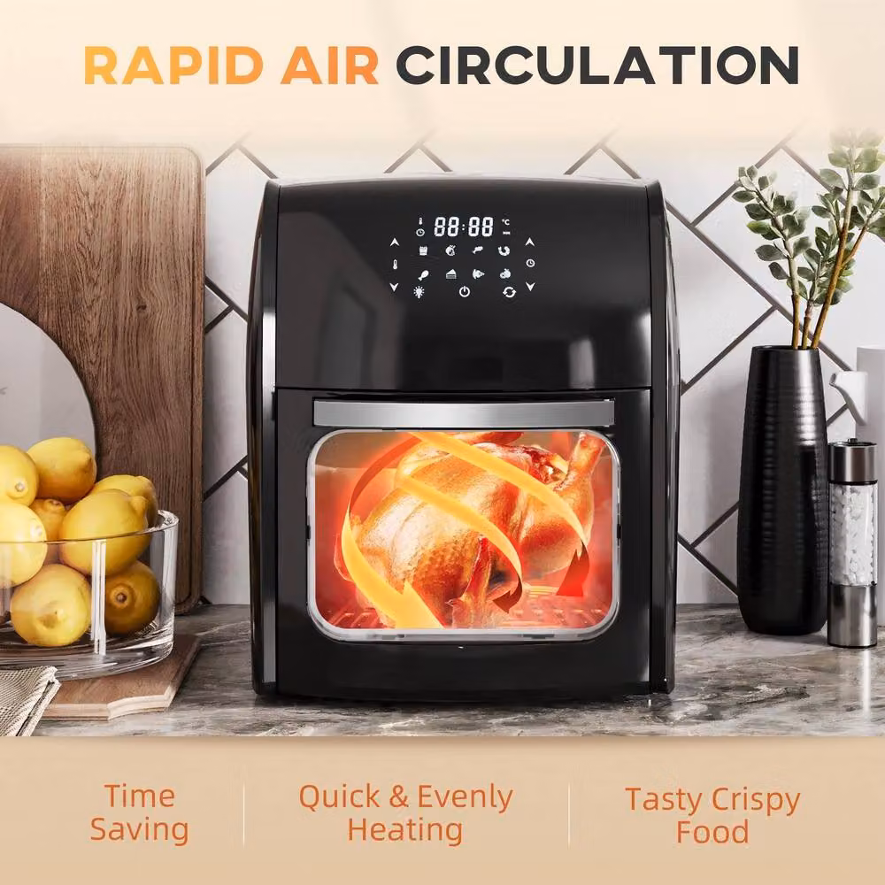 STILVORA 12L Digital Air Fryer Oven with 8 Preset Modes in Black – 8