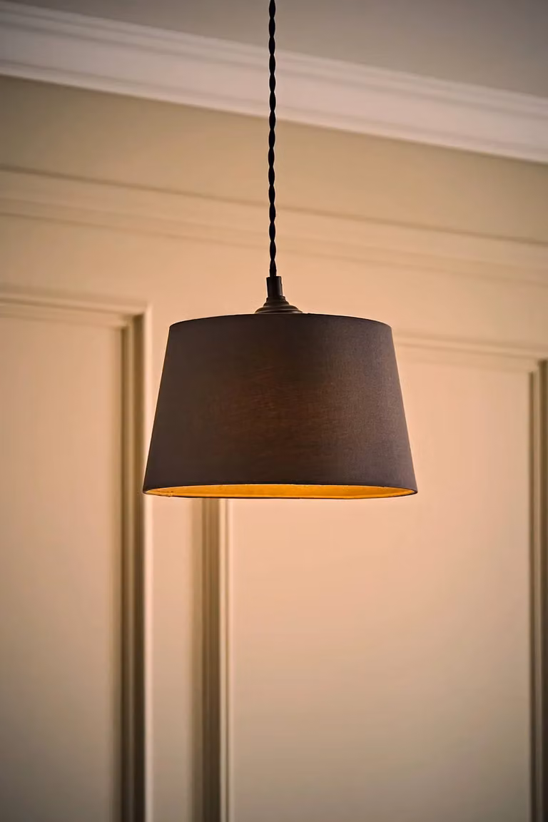 ValueLights Aspen Grey Tapered Fabric Pendant Lamp Shade with Reducer Ring