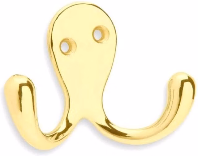 Securit Double Robe Hook Pack of 2 in Gold Brass