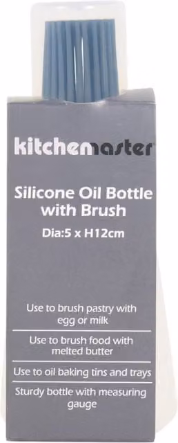 Kitchen Master Silicone Oil Bottle with Pastry Brush in Transparent and White