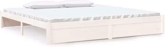 Berkfield Home White Solid Pine Wood Bed Frame W/D/H: 200 x 200 x 31 cm