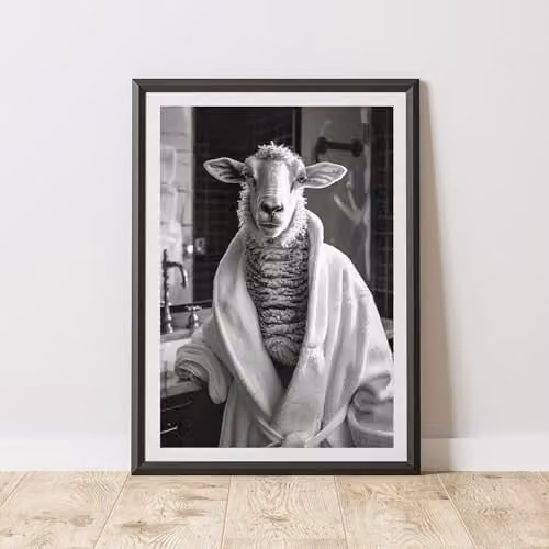 60 Second Makeover Sheep Bathrobe Animal Print Paper Poster, A3