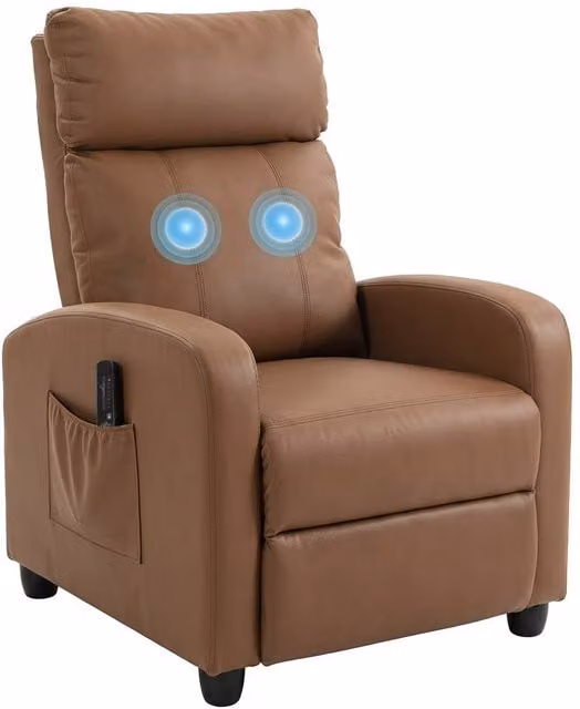 HOMCOM Dark Brown PU Leather Massage Recliner Sofa Chair with Remote Control