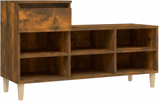 Berkfield Home Smoked Oak Shoe Cabinet in Brown, W/D/H: 102 x 36 x 60 cm – 1