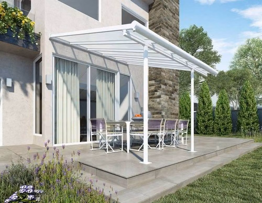 Palram Sierra Patio Cover, White and Transparent, L314 x W299 x H305 cm – 2