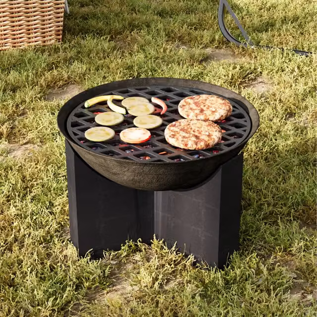 Breeins Round Cast Iron Grill Grate for Stovetops and Flames, Black, Diameter: 30 cm