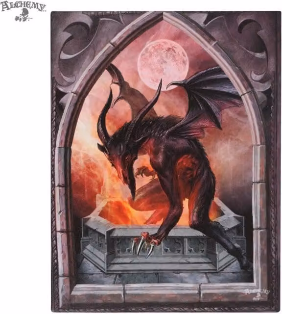 KDMK Baphometica Mystical Esoteric Canvas Wall Art, Grey, W: 19 cm, H: 25 cm
