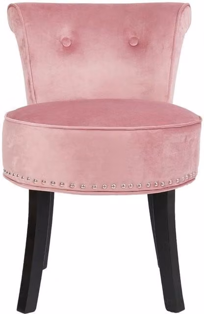 ERGOVEXA Pink Velvet Button Tufted Vanity Stool with Padded Sponge Seat – 1