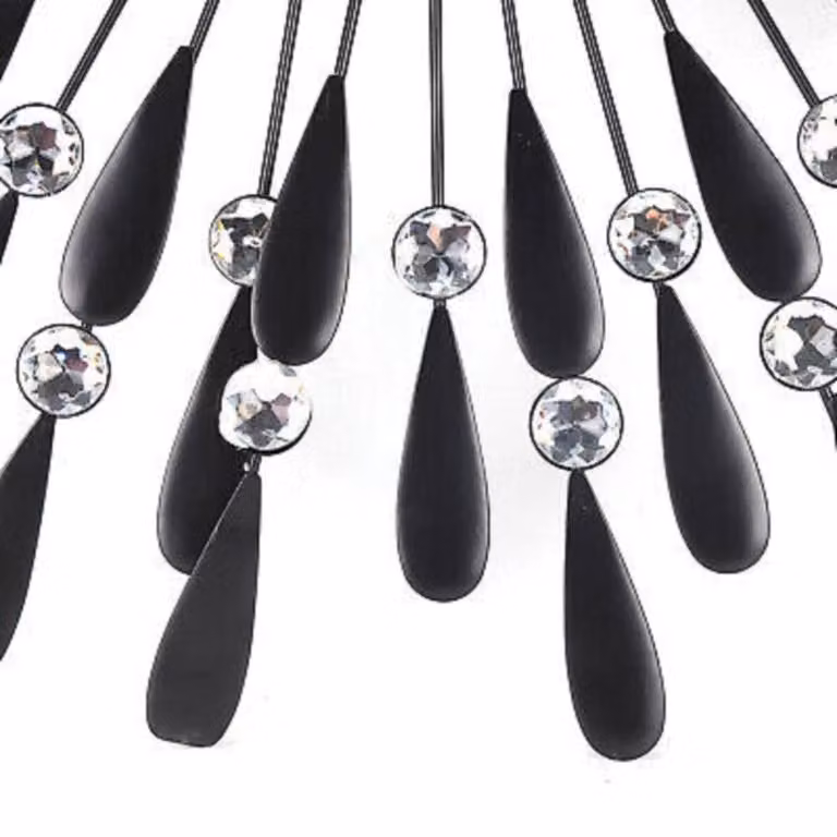Kelvenix Diamond Sunflower Silent Quartz Wall Clock in Black, Diameter: 60 cm