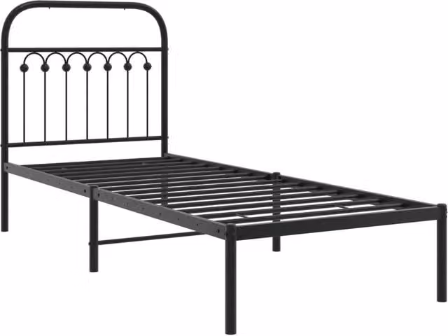 Berkfield Home Metal Bed Frame with Headboard, Black, W/D/H: 75 x 190 cm