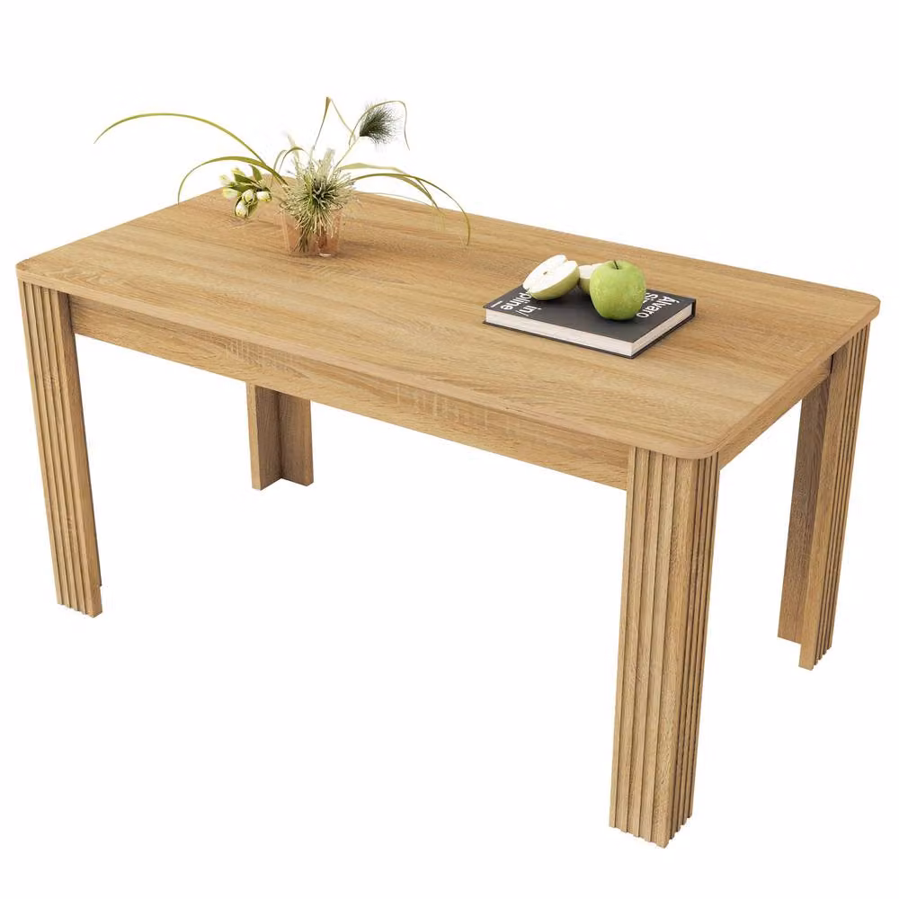 ModernLuxe Rectangular MDF Dining Table in Sand and Brown – 2