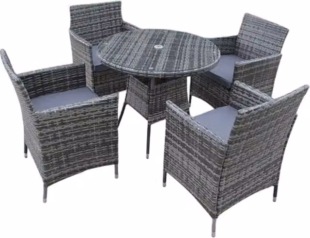 UK Leisure World Madrid 4 Seater Modern Rattan Garden Set in Grey