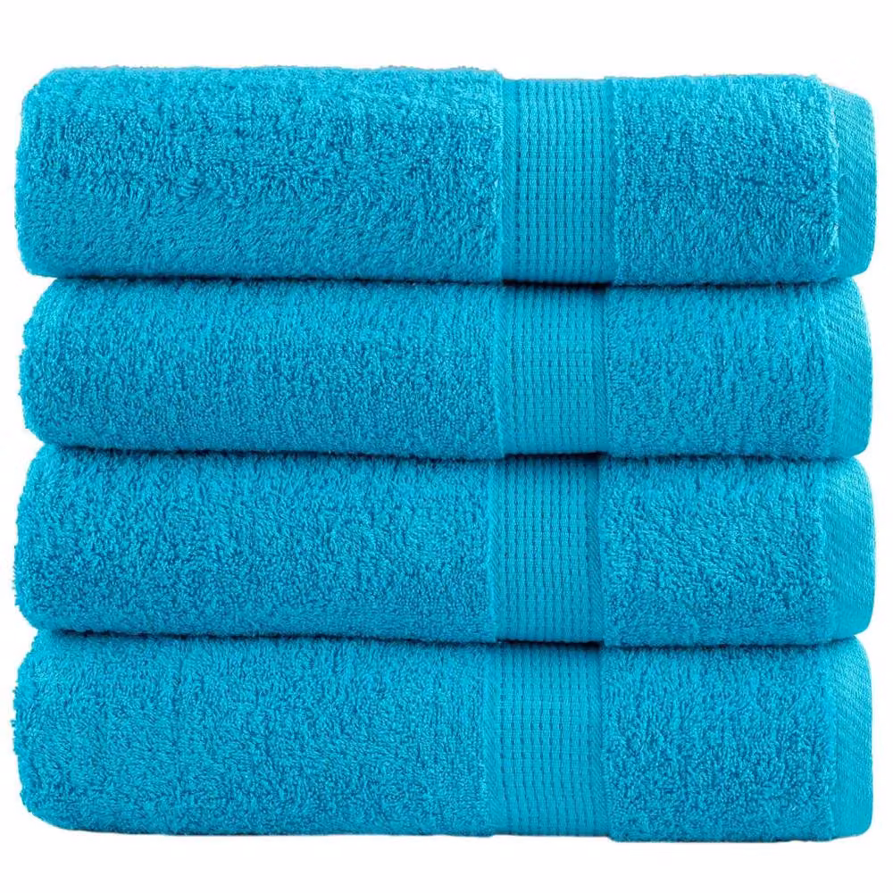 Berkfield Home SOLUND Premium Cotton Terry Hand Towels, 4 Pack, Turquoise, W: 50 cm, L: 100 cm, 600 gsm – 2
