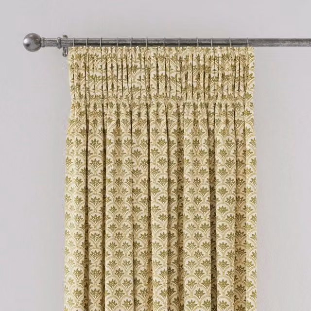 Land & Shore Dawn Graphic Lined Cotton Curtains, Multicolour/Yellow, W: 167.64 cm, H: 182.88 cm