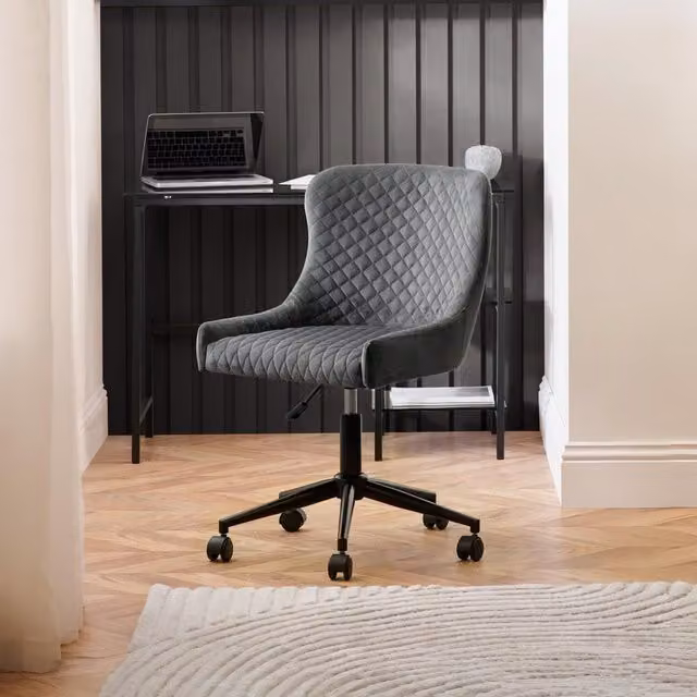 Julian Bowen Grey Velvet Upholstered Task Chair for Home Office