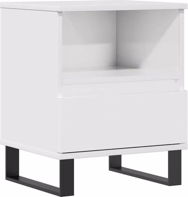 Berkfield Home High Gloss White Bedside Cabinet in Engineered Wood W/D/H: 40 x 35 x 50 cm