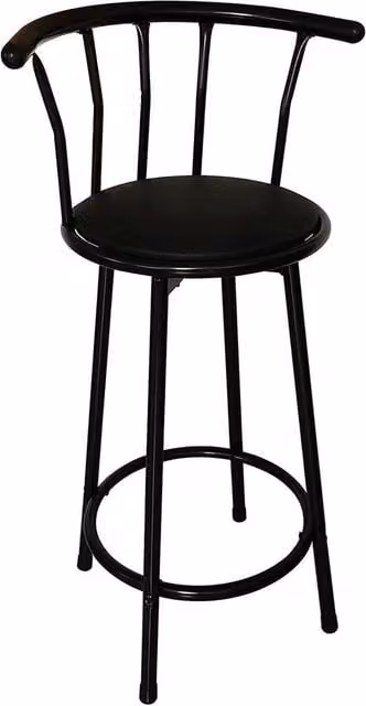 SPETLEK Black Round Breakfast Bar Stool with Matt Metal Frame – 1