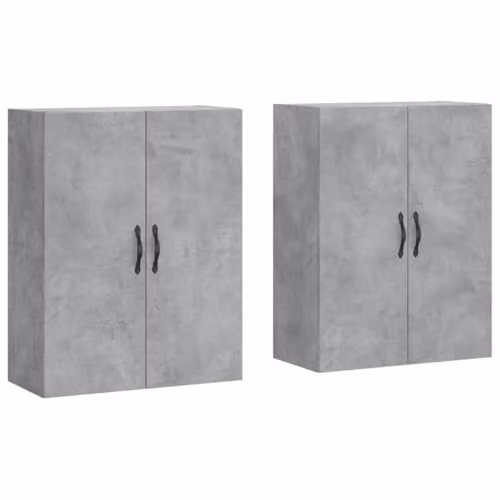 vidaXL Set of 2 Modern Wall Mounted Storage Cabinets in Concrete Grey Engineered Wood