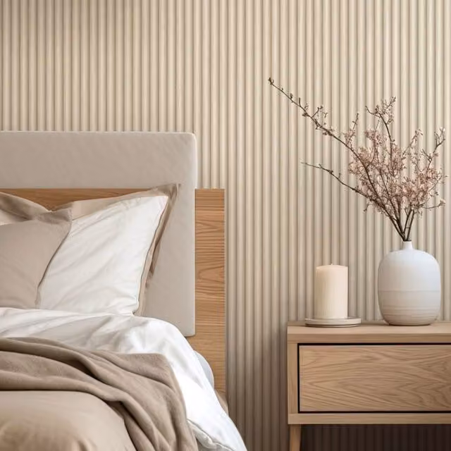 Belgravia Decor Ribbed Wood Striped Minimalist Decor in Beige