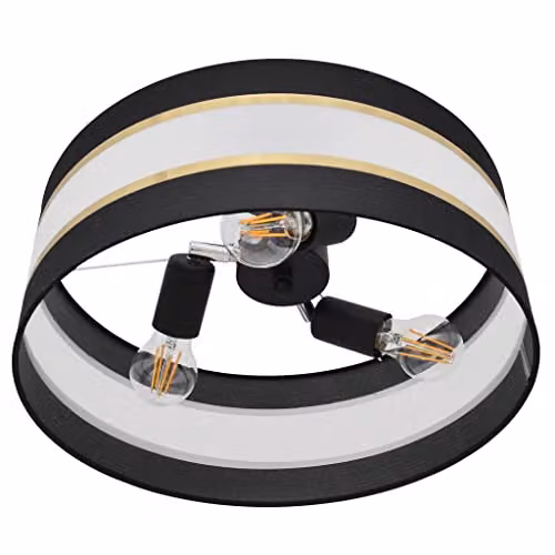 Netlighting Helam Helen Cylindrical Ceiling Light in Black and Gold/Brass, Diameter: 40 cm – 3