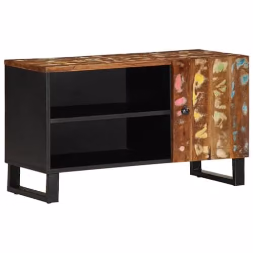 vidaXL TV Cabinet in Brown Mango and Engineered Wood, W/D/H: 80 x 33 x 46 cm – 1