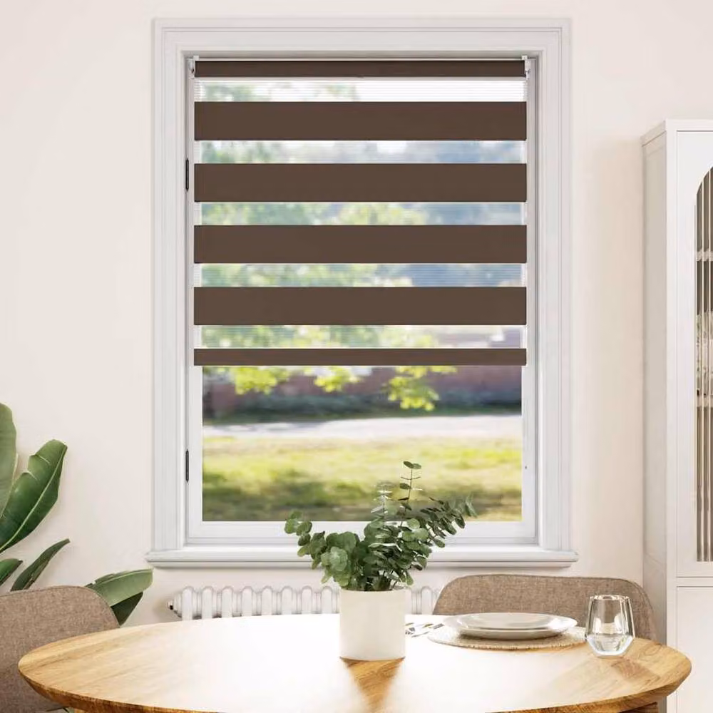 Berkfield Home Zebra Blind in Brown and White, W: 100 cm, H: 175 cm – 2