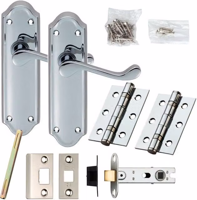 Loops Chrome Victorian Scroll Lever Door Handle and Latch Pack