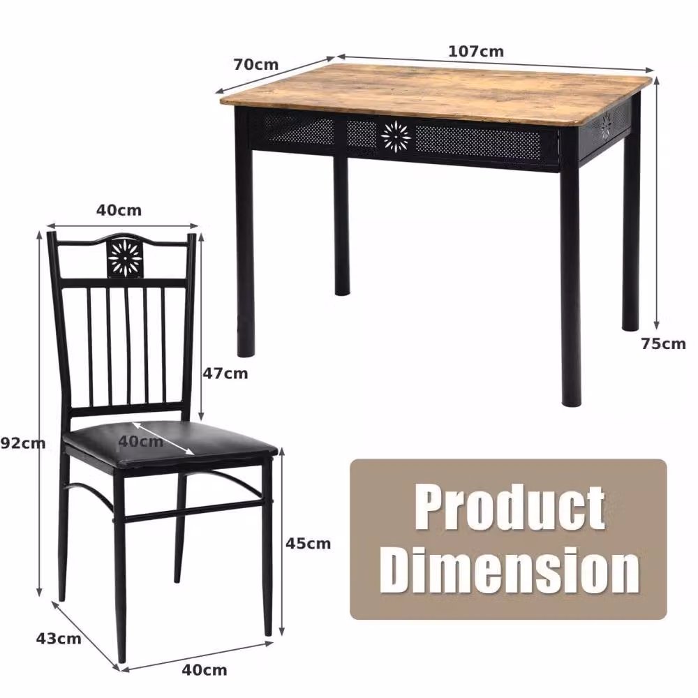 Costway 5-Piece Modern Dining Table and Chair Set with Padded Seats in Black – 2