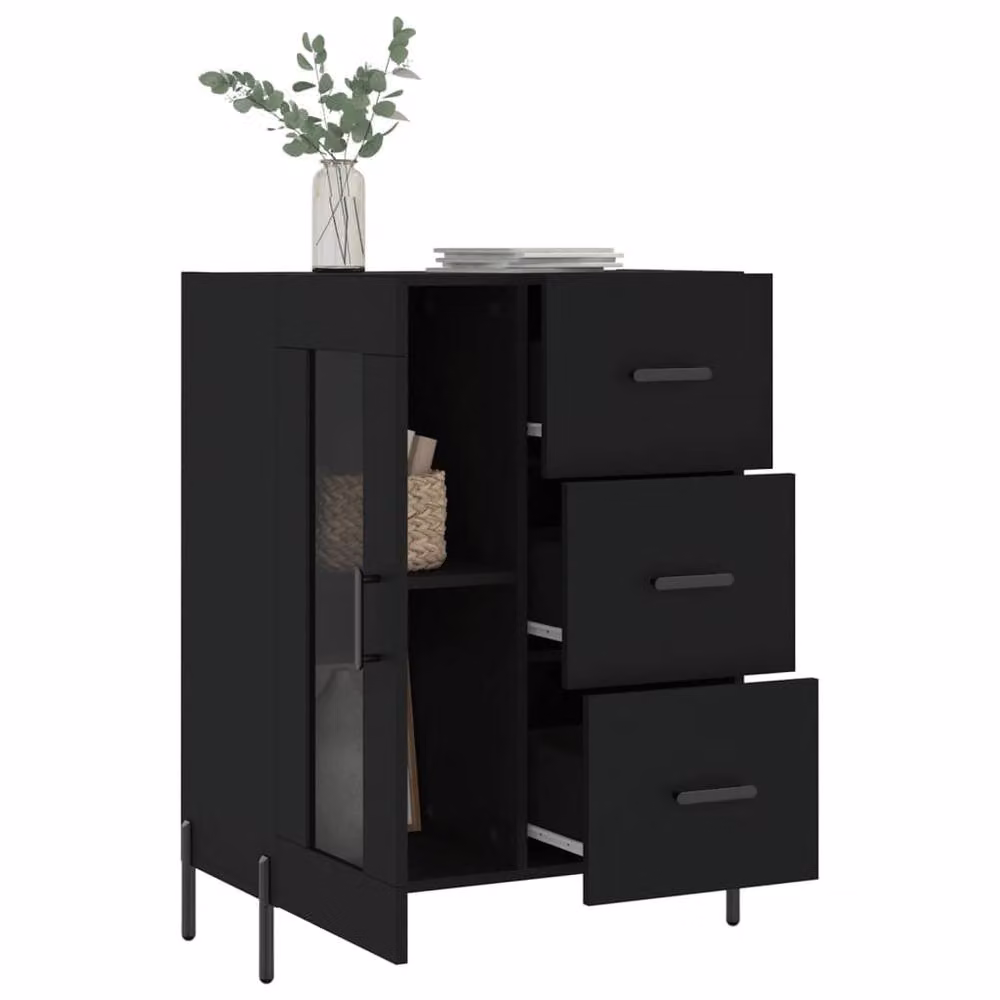 Berkfield Home Modern Black Sideboard W/D/H: 69.5 x 34 x 90 cm – 4