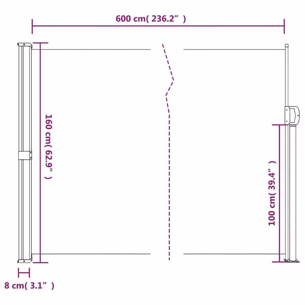 Berkfield Home Retractable Single Side Awning in Dark Green, W/H: 600 x 160 cm – 6