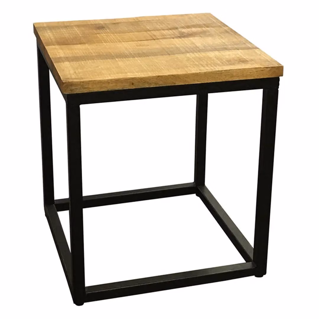 Jaipur Furniture Ltd Industrial Mango Wood and Iron Side Table in Brown and Black, W: 45 cm, D: 45 cm, H: 50 cm – 2