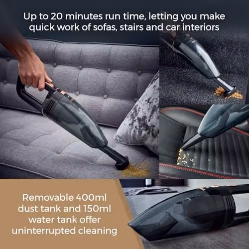 Tower RHH77 Cordless Handheld Vacuum Cleaner with Rechargeable Battery in Gold or Black – 4