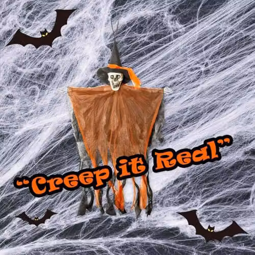VFM e-Store Hanging Orange Skeleton Halloween Decoration with Light Up Eyes – 5