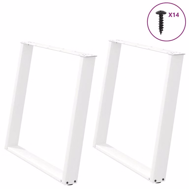 Berkfield Home Modern vidXL U-Shaped Dining Table Legs, 2 Pieces, White, H: 72-73 cm x W: 90 cm