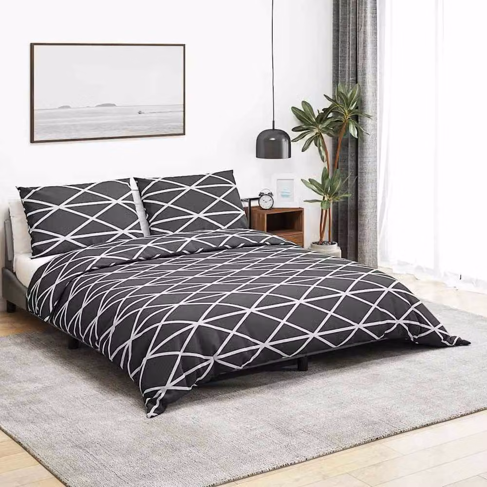 Berkfield Home Elegant Grey Cotton Duvet Cover and Pillowcase Set, W: 140 cm, H: 200 cm, Pillowcase: 60 x 70 cm – 2