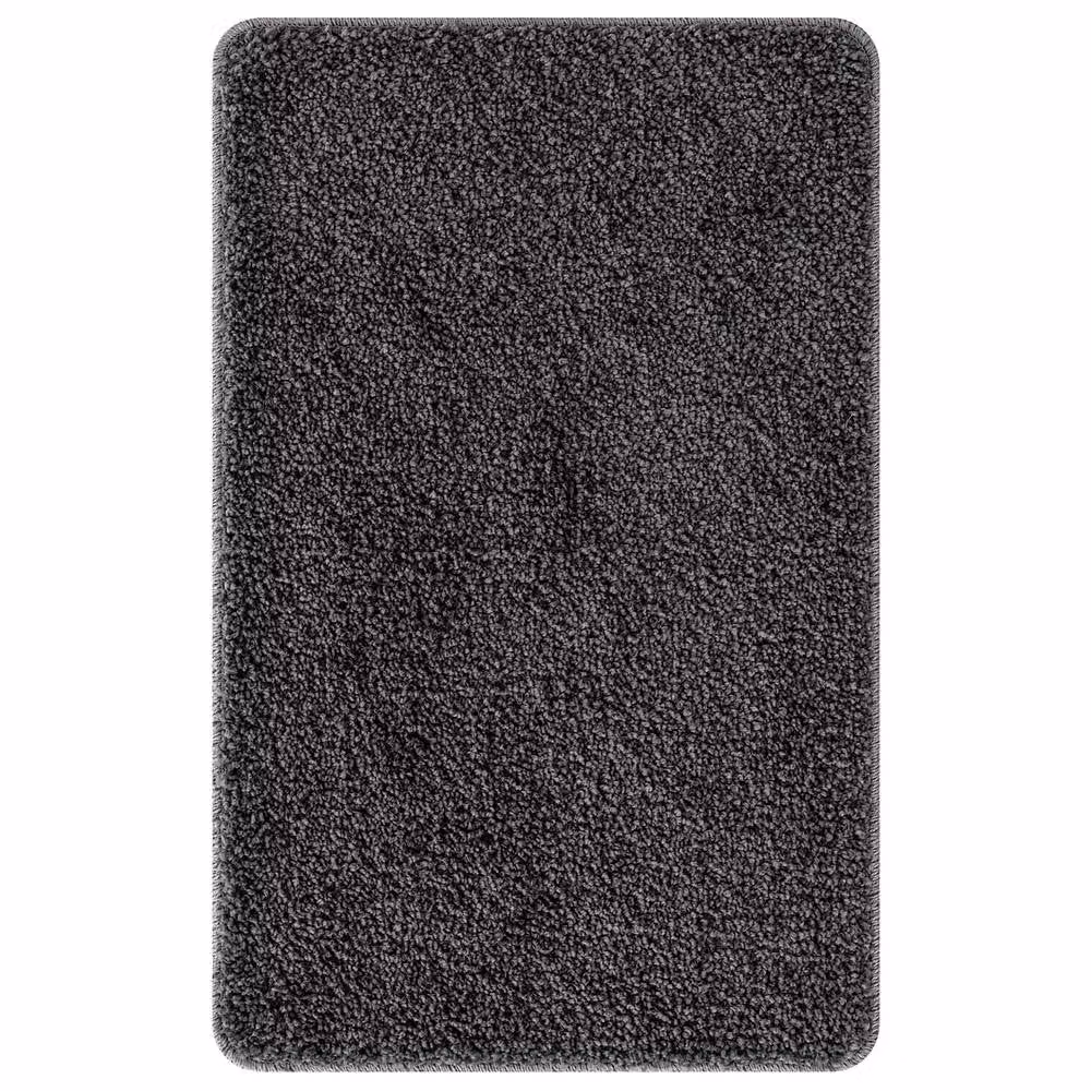 Berkfield Home 3 Piece Non-Slip Bath Mat Set in Grey Microfibre – 3