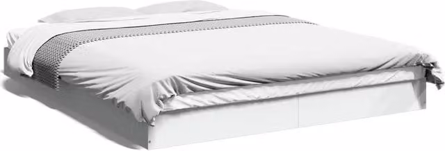 Berkfield Home Modern Bed Frame in White, Engineered Wood, W/D/H: 160 x 200 cm