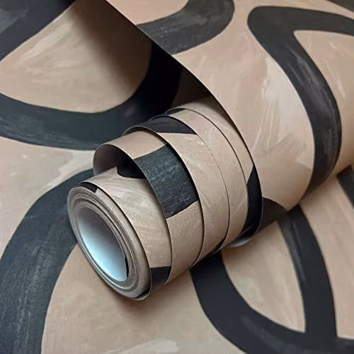 Holden Decor Linear Swirl Abstract Wallpaper in Black and Taupe – 2