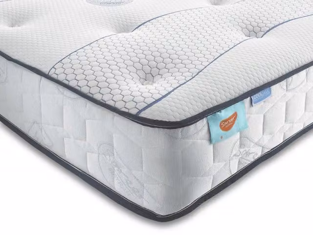 Sareer Matrah Cool Blue Memory Coil Hybrid Mattress in Blue and White, W/D/H: 75 x 190 cm