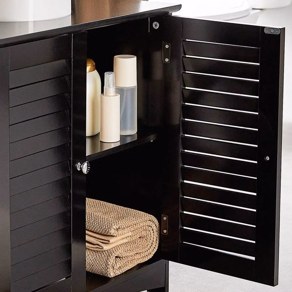 VonHaus FLAVORA Black 2 Door Under Sink Bathroom Cabinet with Internal Shelves – 4