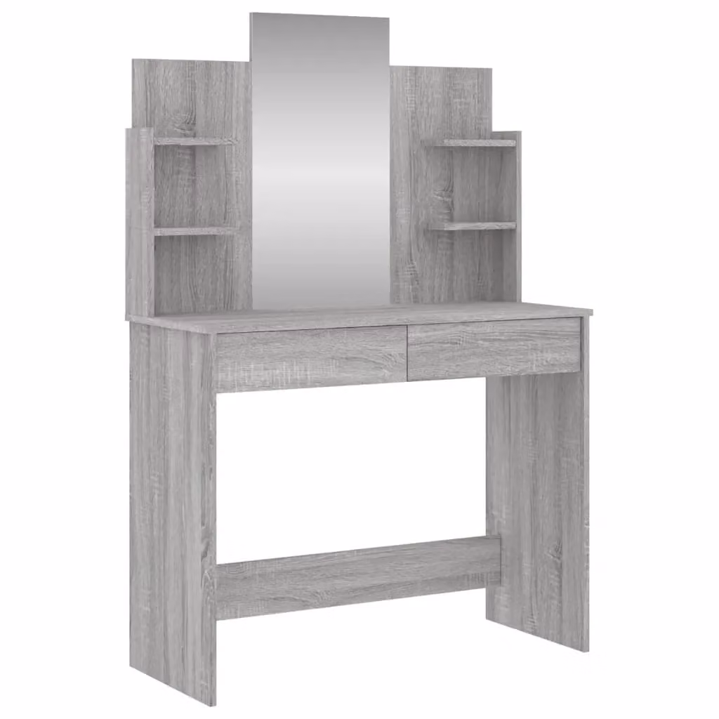 Berkfield Home Dressing Table with Mirror in Grey Sonoma, W: 96 cm, D: 39 cm, H: 142 cm – 2