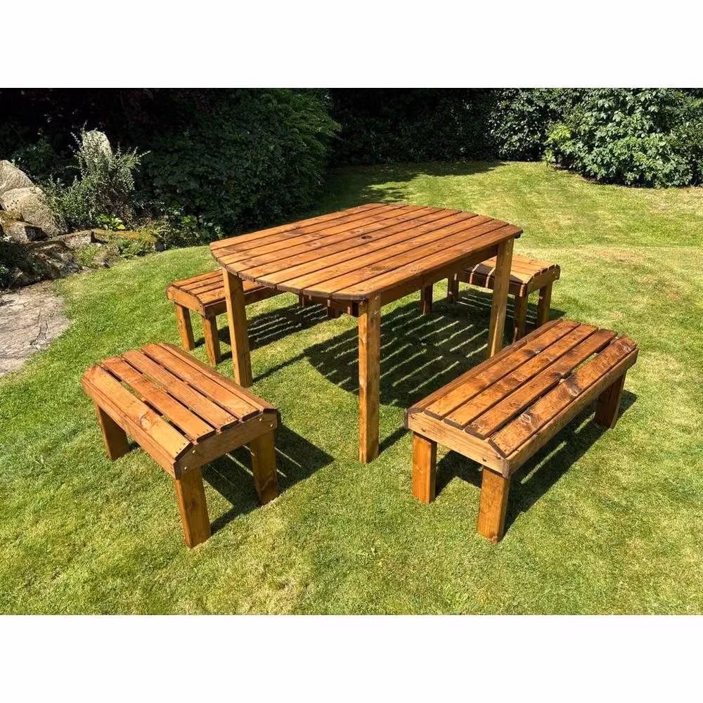 Charles Taylor Six Seater Rectangular Garden Furniture Set in Light Brown, W: 245 cm, D: 290 cm, H: 80 cm – 2