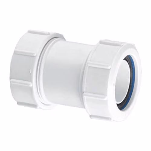 McAlpine S28M Multifit Straight Connector 1¼ inch Push-fit 32mm White Plastic Coupling