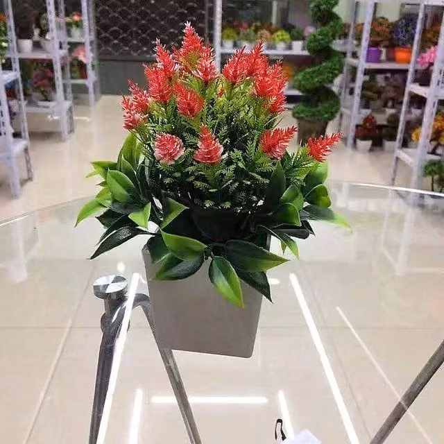 YnysTec Artificial Potted Faux Plant Tree in Red for Indoor and Outdoor Decor