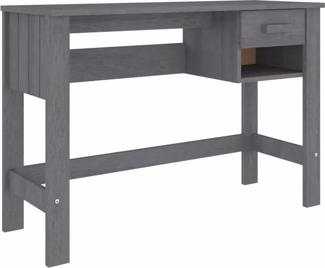 Berkfield Home HAMAR Writing Desk in Dark Grey Solid Pine, W/D/H: 110 x 40 x 75 cm