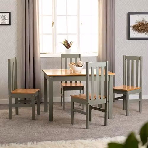 Seconique Ludlow Green and Oak Lacquer Dining Table and 4 Chair Set – 4